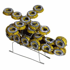 Handmade  Quirky and Travel Accent Decor home or office from Repurposed Metal  and Bottle Caps