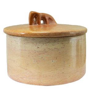 Round Box Jewlery Trinket  Hand Carved form Natural Eco-friendly Stone Designed by African Artisan Varying Designs Home Office Décor. Size (3x3 Inch)