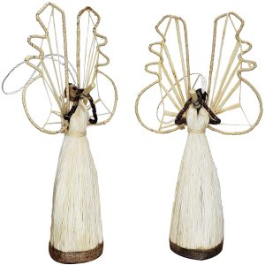Angels and Tribal Figures Dressed in Sisal and Banana Bark Christmas Tree Hanging Ornament Arrangement Décor
