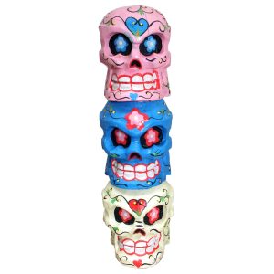 Skull Head Day of The Dead Hand Carved and Decorated Halloween Décor Size 7X5X5 Inch