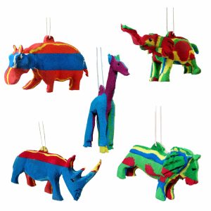 Flip Flop Hanging Safari Figurine Ornament Hand Made Using Recycled Flip-Flop Rubber Makes For Great Christmas