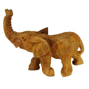 Elephant Lion Rhino - Artisan Carved Skin Effect From Native Neem and Mango Wood - Authentic
